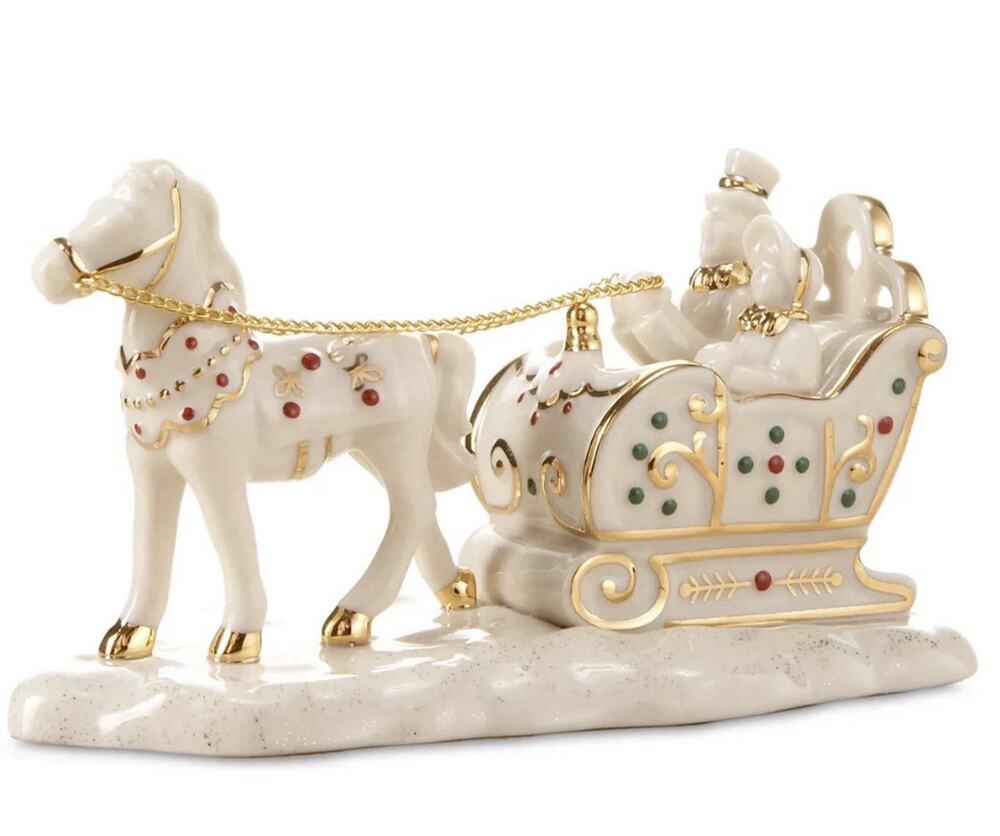 Lenox Mistletoe Park Horse And Sleigh Figurine Village Treasures 2007 New